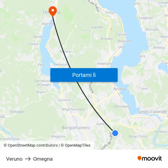 Veruno to Omegna map