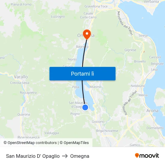 San Maurizio D' Opaglio to Omegna map