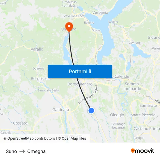 Suno to Omegna map