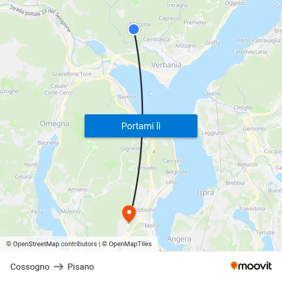 Cossogno to Pisano map