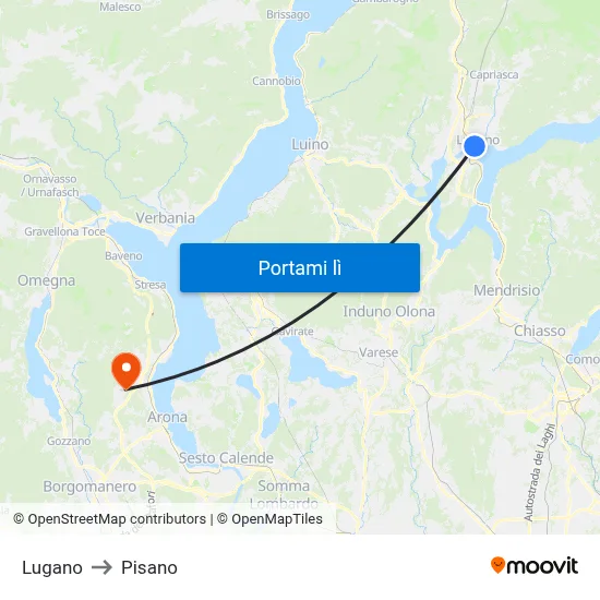 Lugano to Pisano map