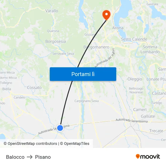 Balocco to Pisano map