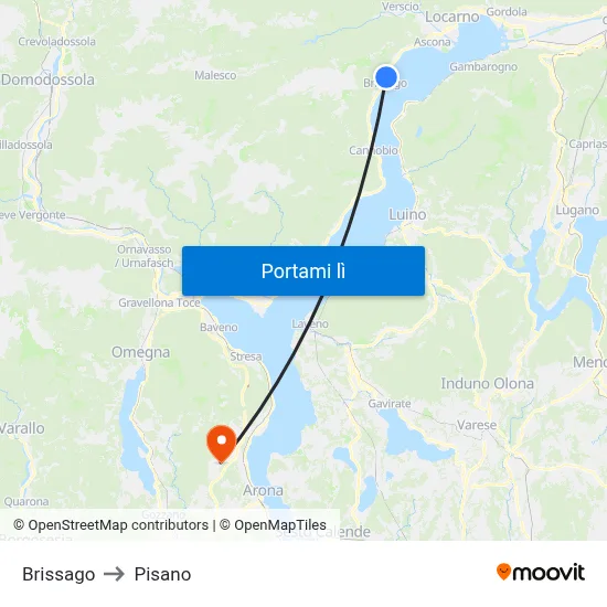 Brissago to Pisano map