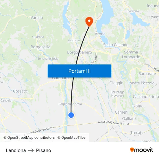 Landiona to Pisano map