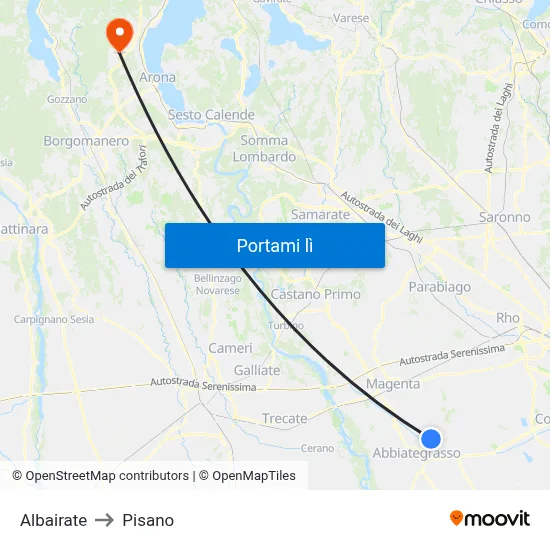 Albairate to Pisano map