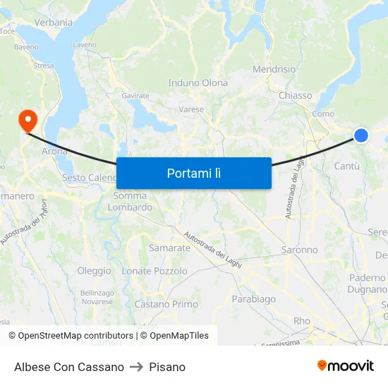 Albese Con Cassano to Pisano map