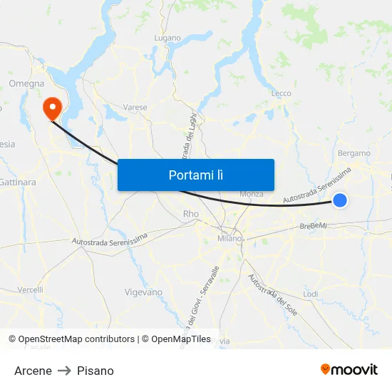 Arcene to Pisano map
