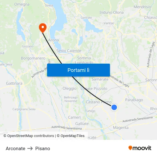 Arconate to Pisano map