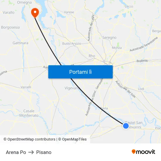 Arena Po to Pisano map