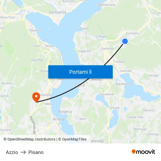Azzio to Pisano map