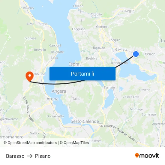 Barasso to Pisano map