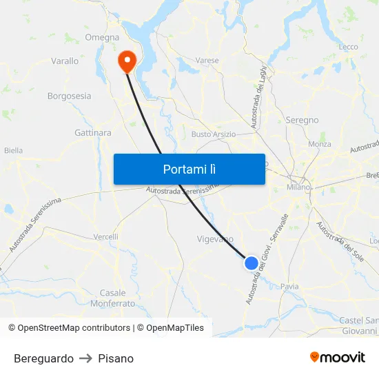 Bereguardo to Pisano map