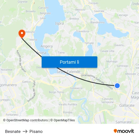 Besnate to Pisano map