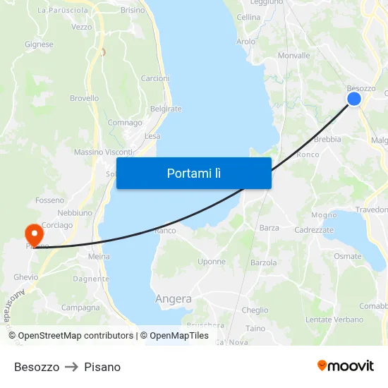 Besozzo to Pisano map