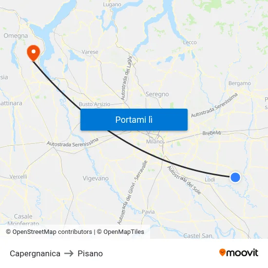 Capergnanica to Pisano map