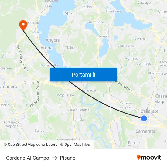 Cardano Al Campo to Pisano map