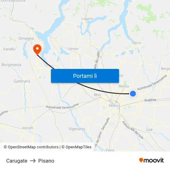 Carugate to Pisano map