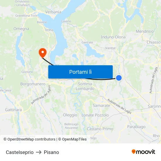 Castelseprio to Pisano map