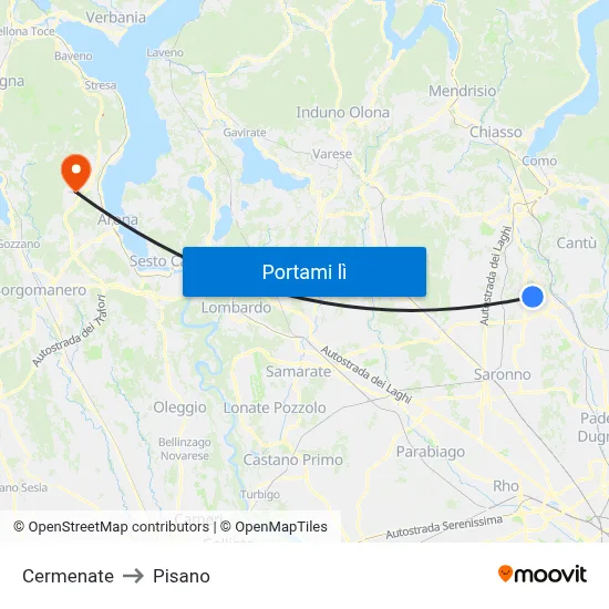 Cermenate to Pisano map