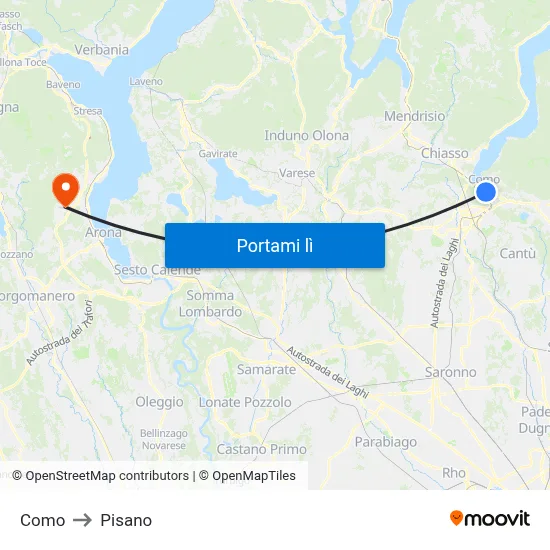 Como to Pisano map