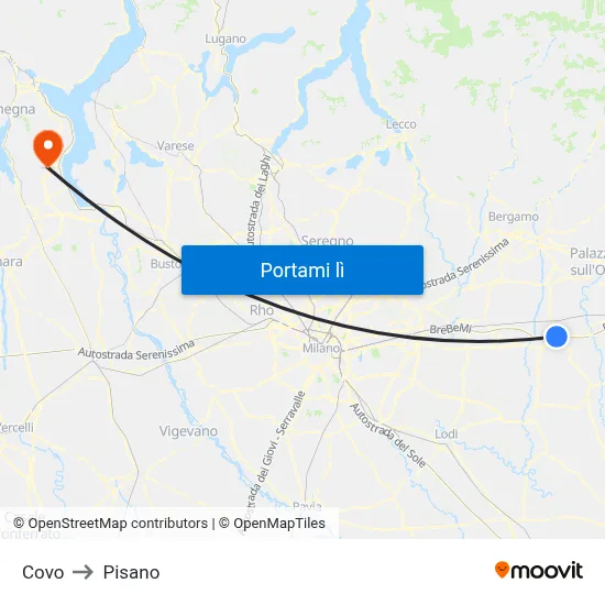 Covo to Pisano map