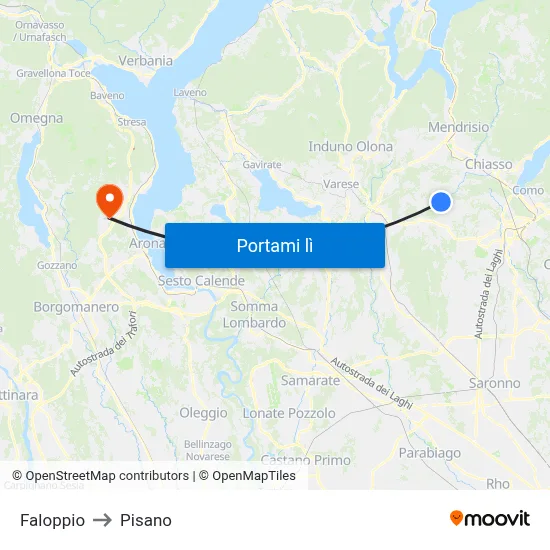 Faloppio to Pisano map