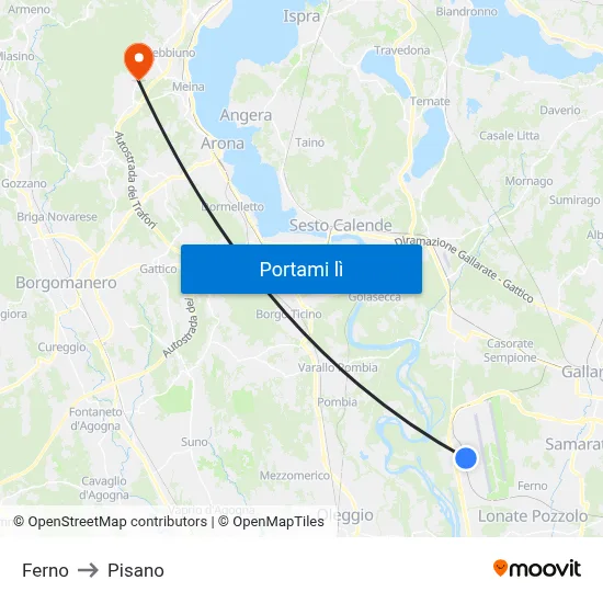 Ferno to Pisano map