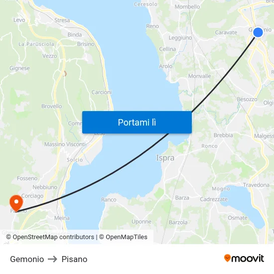 Gemonio to Pisano map