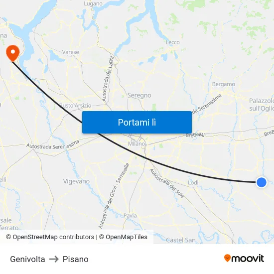 Genivolta to Pisano map
