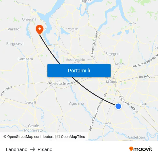 Landriano to Pisano map