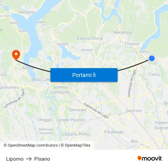 Lipomo to Pisano map