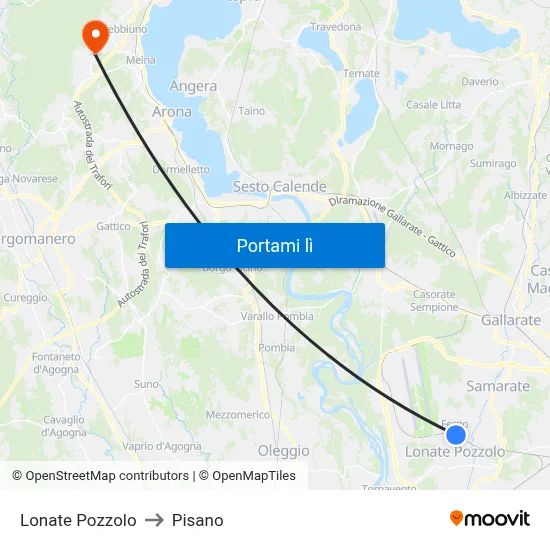 Lonate Pozzolo to Pisano map