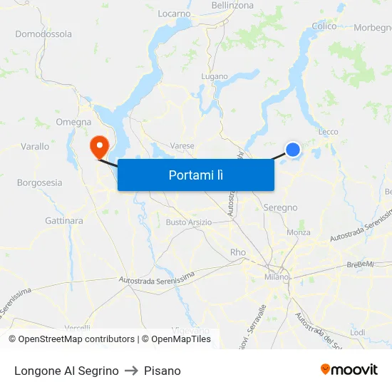 Longone Al Segrino to Pisano map
