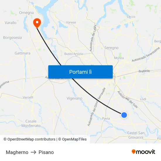 Magherno to Pisano map
