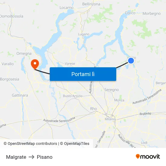 Malgrate to Pisano map