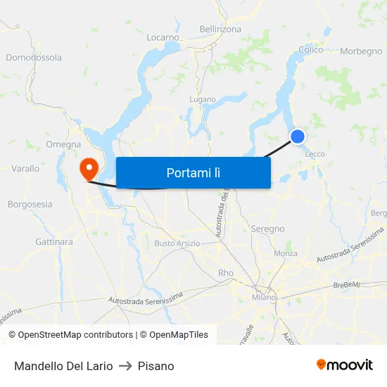 Mandello Del Lario to Pisano map