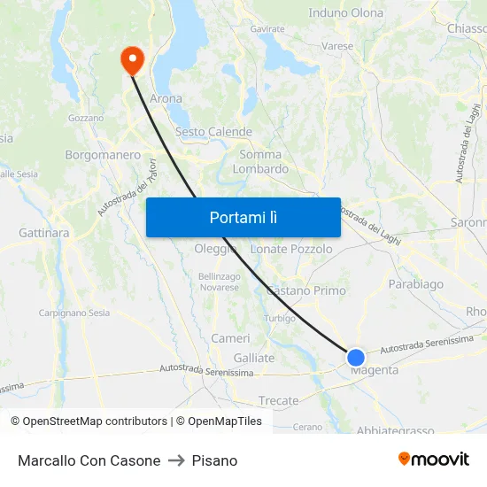 Marcallo Con Casone to Pisano map