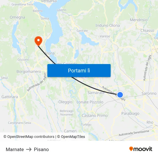 Marnate to Pisano map