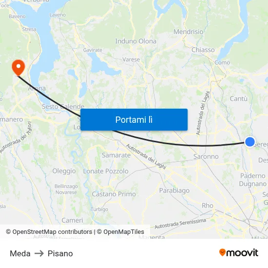 Meda to Pisano map
