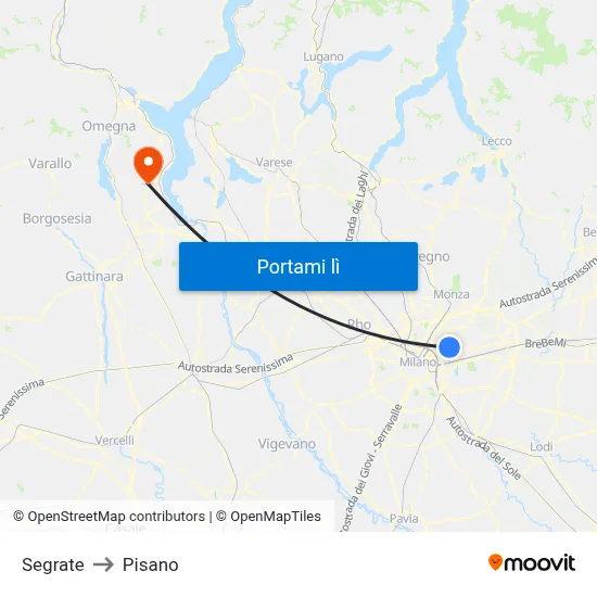 Segrate to Pisano map