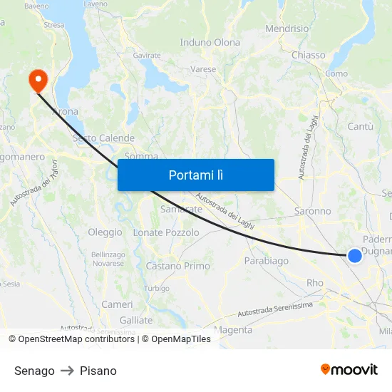 Senago to Pisano map