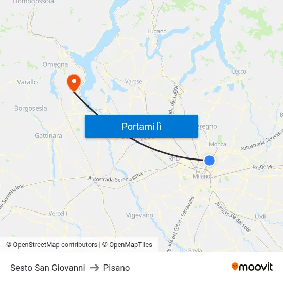 Sesto San Giovanni to Pisano map