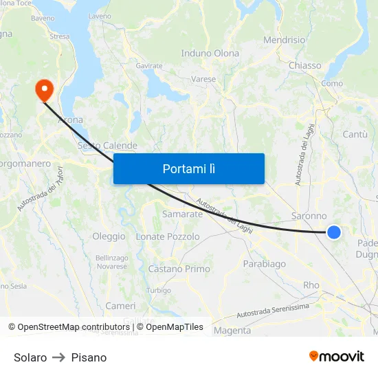 Solaro to Pisano map