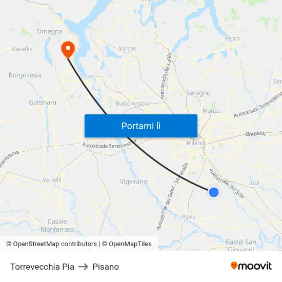 Torrevecchia Pia to Pisano map