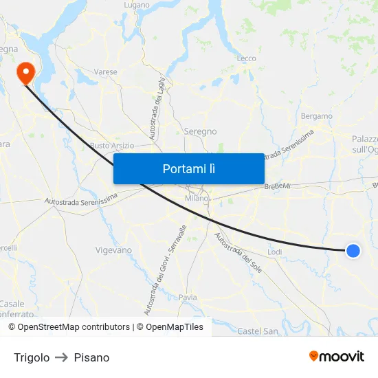 Trigolo to Pisano map
