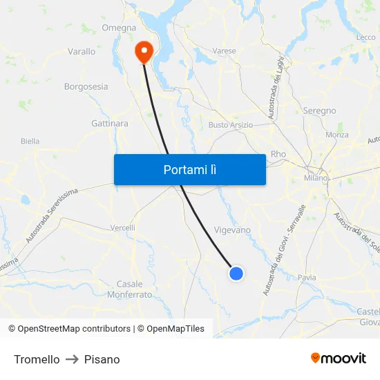 Tromello to Pisano map