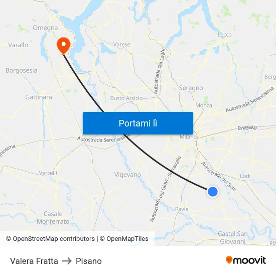 Valera Fratta to Pisano map