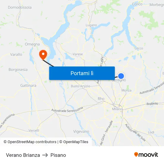 Verano Brianza to Pisano map