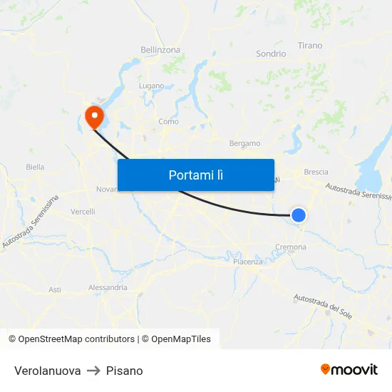Verolanuova to Pisano map