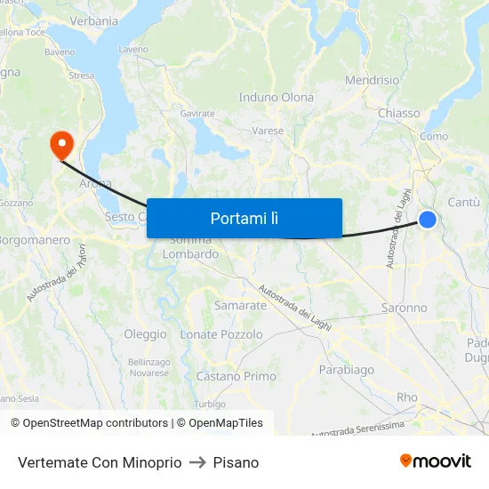 Vertemate Con Minoprio to Pisano map